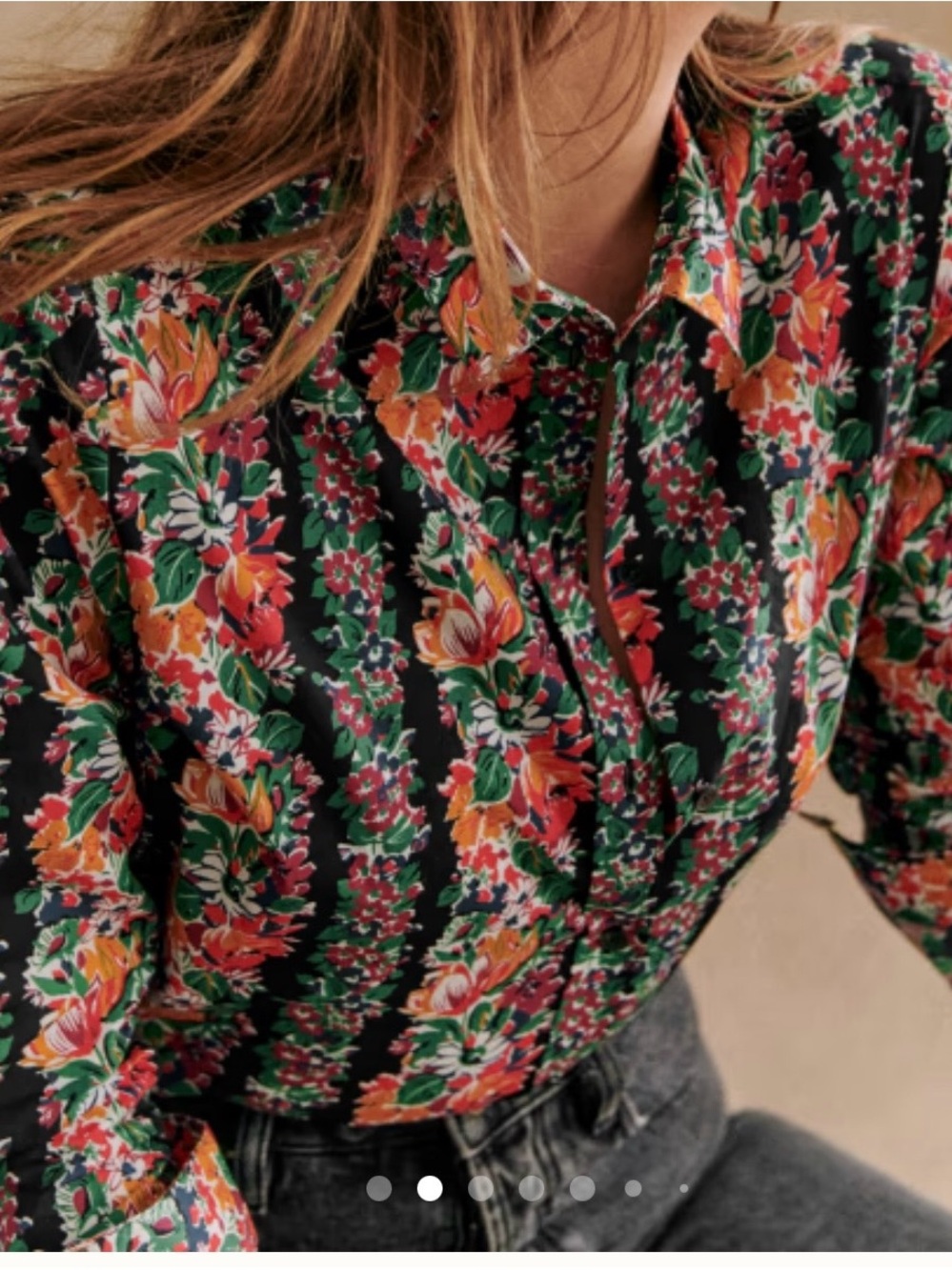 Sézane Black Floral Button-Down Shirt Floral Women’s Shirt Size EU 36 pre-owned.